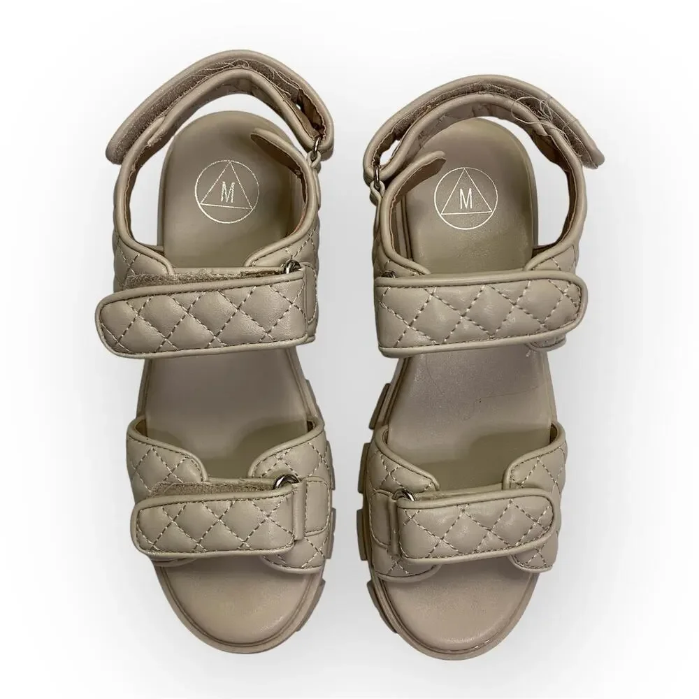 Missguided Quilted Chunky Granded Sandals Women’s US 6 Cream